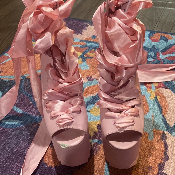 Y.R.U. & Dolls Kill Pink Ballet Bae Platforms - Picture 6 of 6